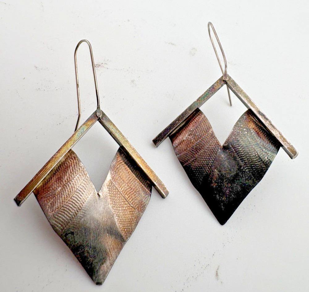 Vintage Handmade Sterling silver earrings 925 dangle drop 9.24 g